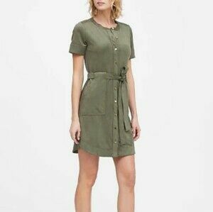 Banana Republic Olive Green Vegan Suede Dress